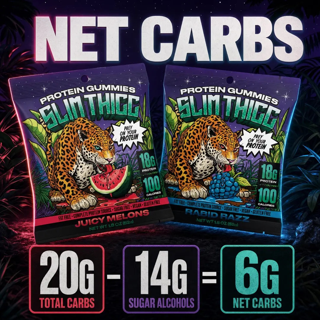 Slimthicc Protein Gummies 18G Complete Protein 100 Calories Zero Sugar Vegan Gluten-Free High-Protein Snack Great Protein Snacks Healthy Protein Snack