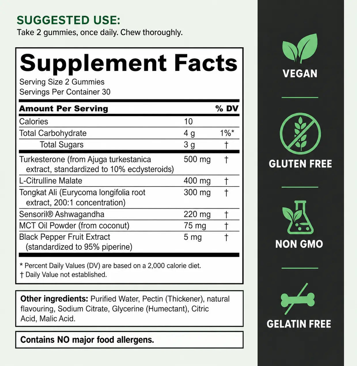 Natty Roids - Turkesterone & Tongkat Ali Increase Size, Strength and Energy - 60 Sour Watermelon Flavored Gummies