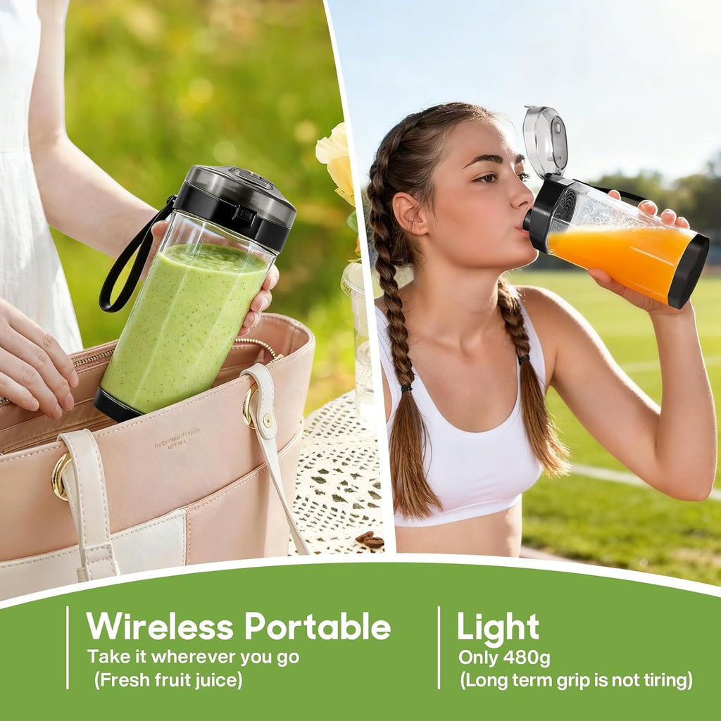 Upgrade 700 ML Portable Smoothie Blender, Rechargeable Blende -Black