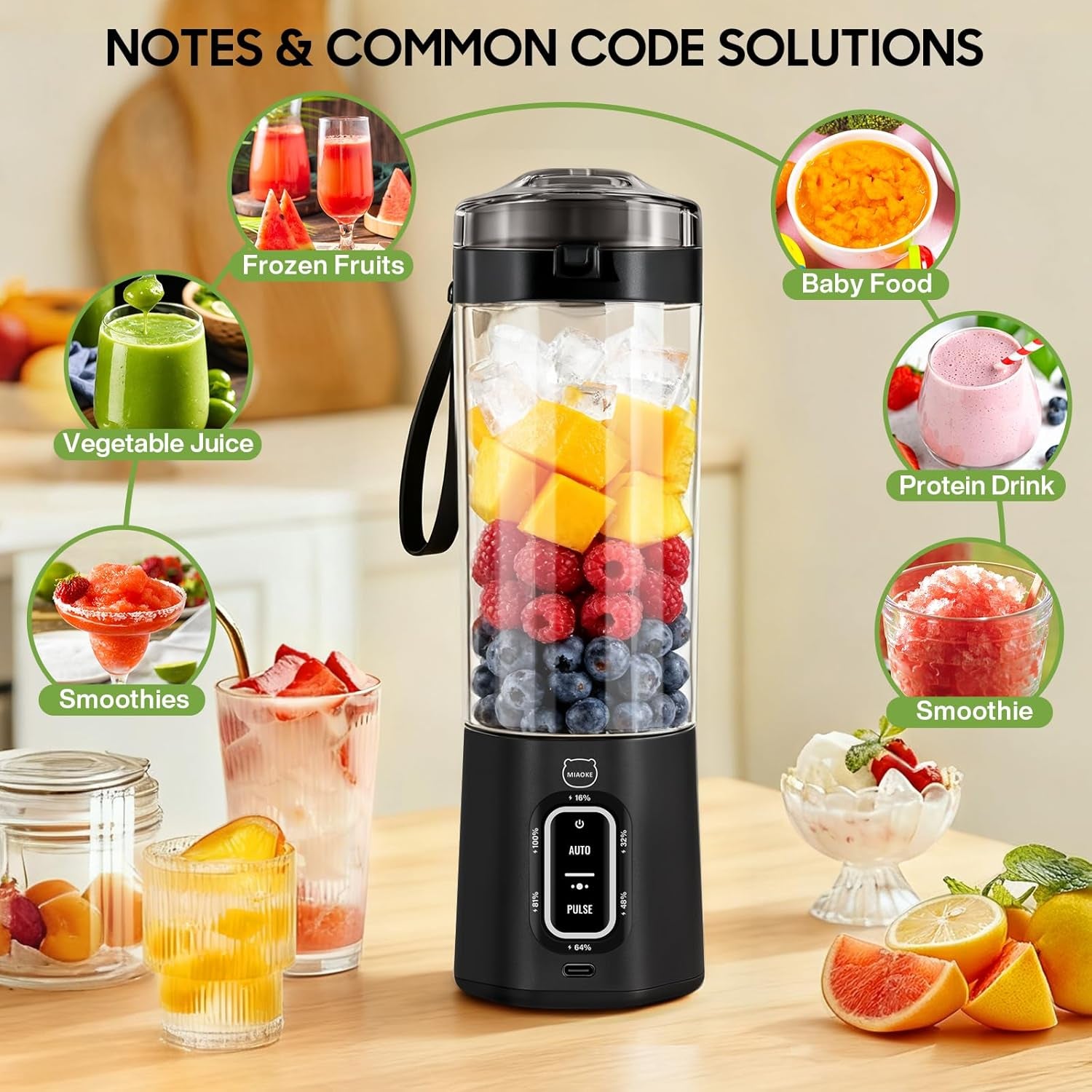 Upgrade 700 ML Portable Smoothie Blender, Rechargeable Blende -Black