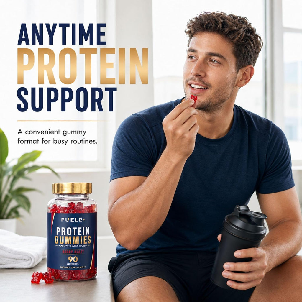 Protein Gummies – 12G Protein per Serving, Mixed Berry Flavor, No Added Sugar, Vegetarian-Friendly, Supports Muscle Recovery