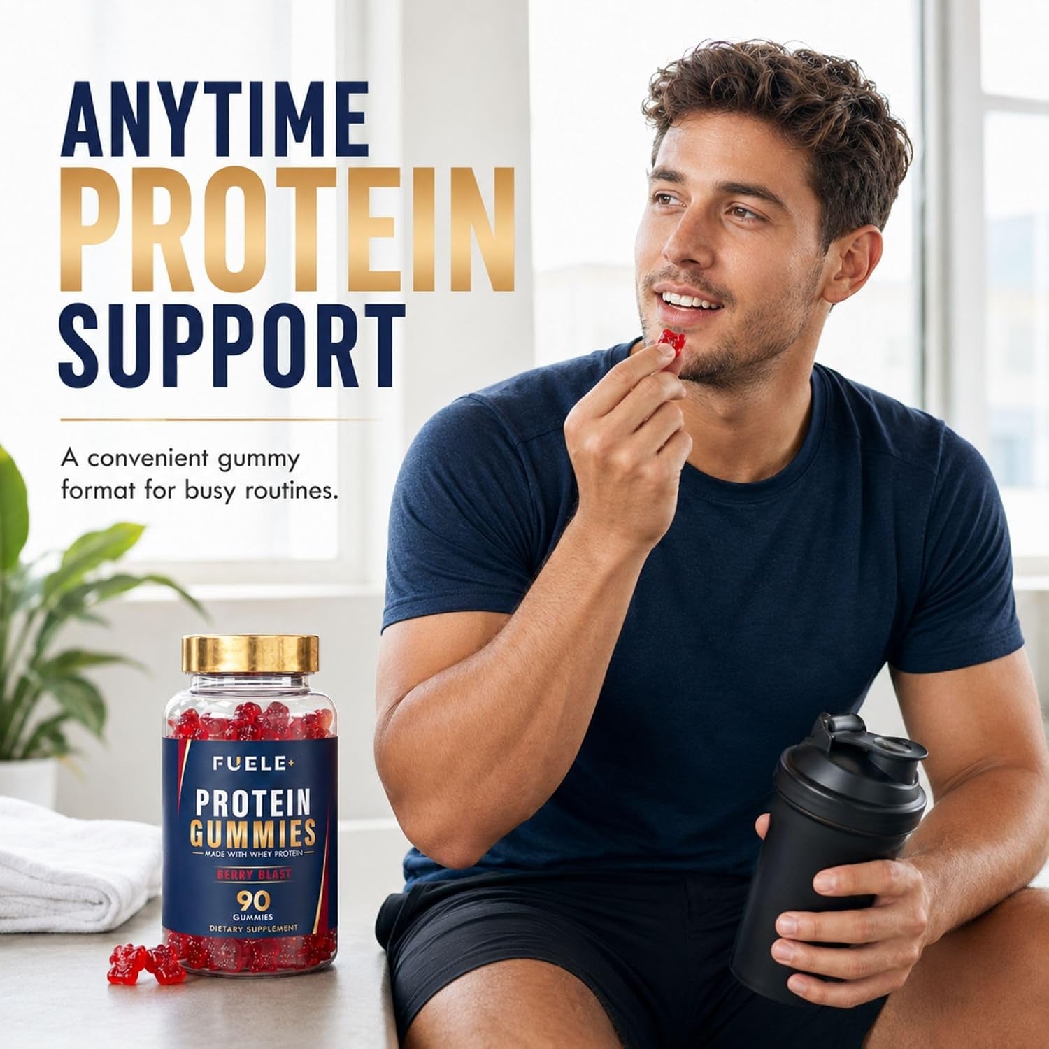 Protein Gummies – 12G Protein per Serving, Mixed Berry Flavor, No Added Sugar, Vegetarian-Friendly, Supports Muscle Recovery