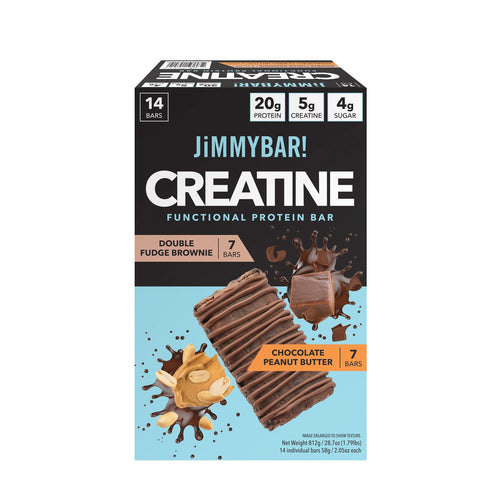 ! Creatine Protein Bar Variety Pack, Chocolate Peanut Butter & Fudge Brownie, 20G Protein, 5G Creatine per Bar, Ready-To-Eat Snack Food Bar, 14 Bars