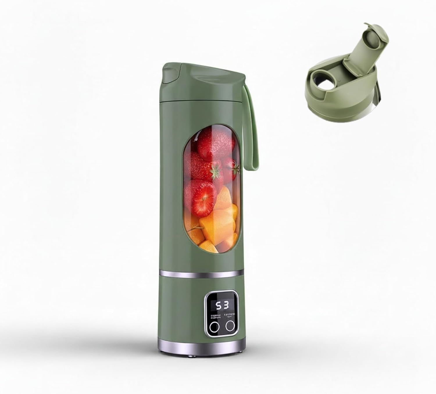 Portable Blender, 12-Blade Cordless Smoothie Maker, 15.2Oz with Ice Crush Power, USB-C Rechargeable, Leakproof, Bpa-Free, Self-Cleaning for Shakes, Protein, Juices, Frozen Fruit (Green, 7.4V)