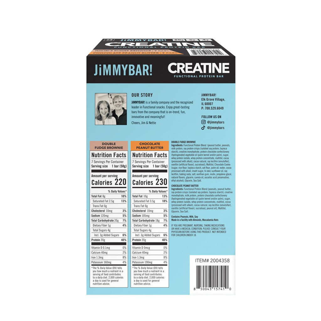! Creatine Protein Bar Variety Pack, Chocolate Peanut Butter & Fudge Brownie, 20G Protein, 5G Creatine per Bar, Ready-To-Eat Snack Food Bar, 14 Bars