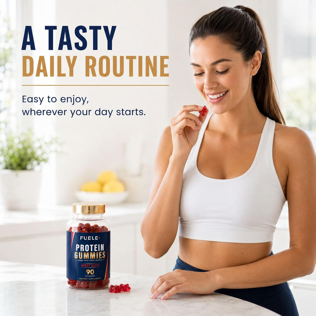 Protein Gummies – 12G Protein per Serving, Mixed Berry Flavor, No Added Sugar, Vegetarian-Friendly, Supports Muscle Recovery